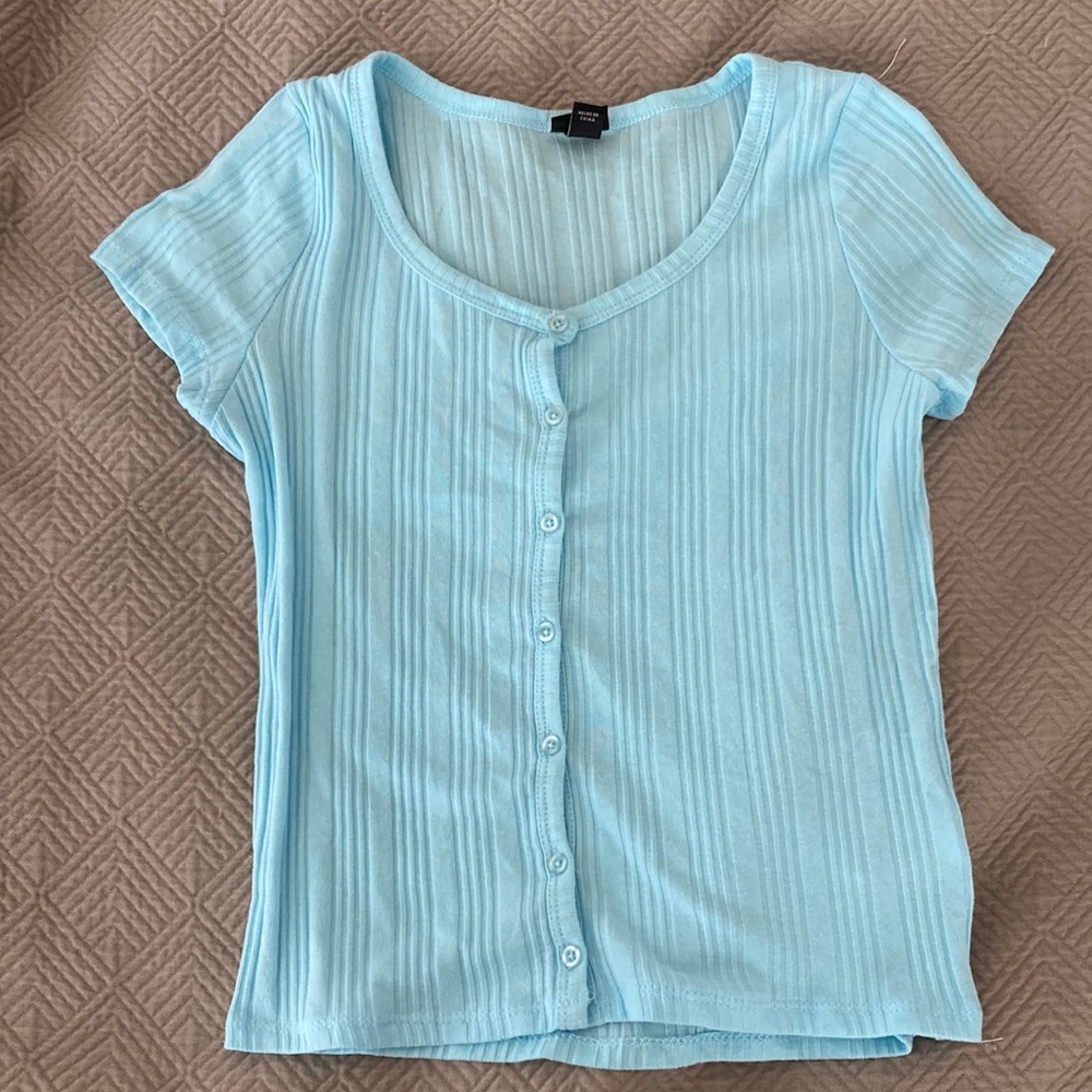 Light Blue Ribbed Shirt